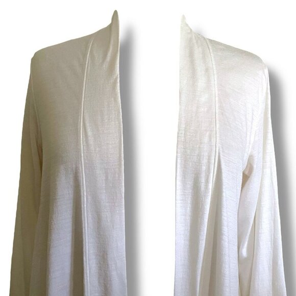 Columbia Womens Flyaway Cardigan Sz Medium Ivory Wool Blend Slub Knit Minimalist - Picture 3 of 8